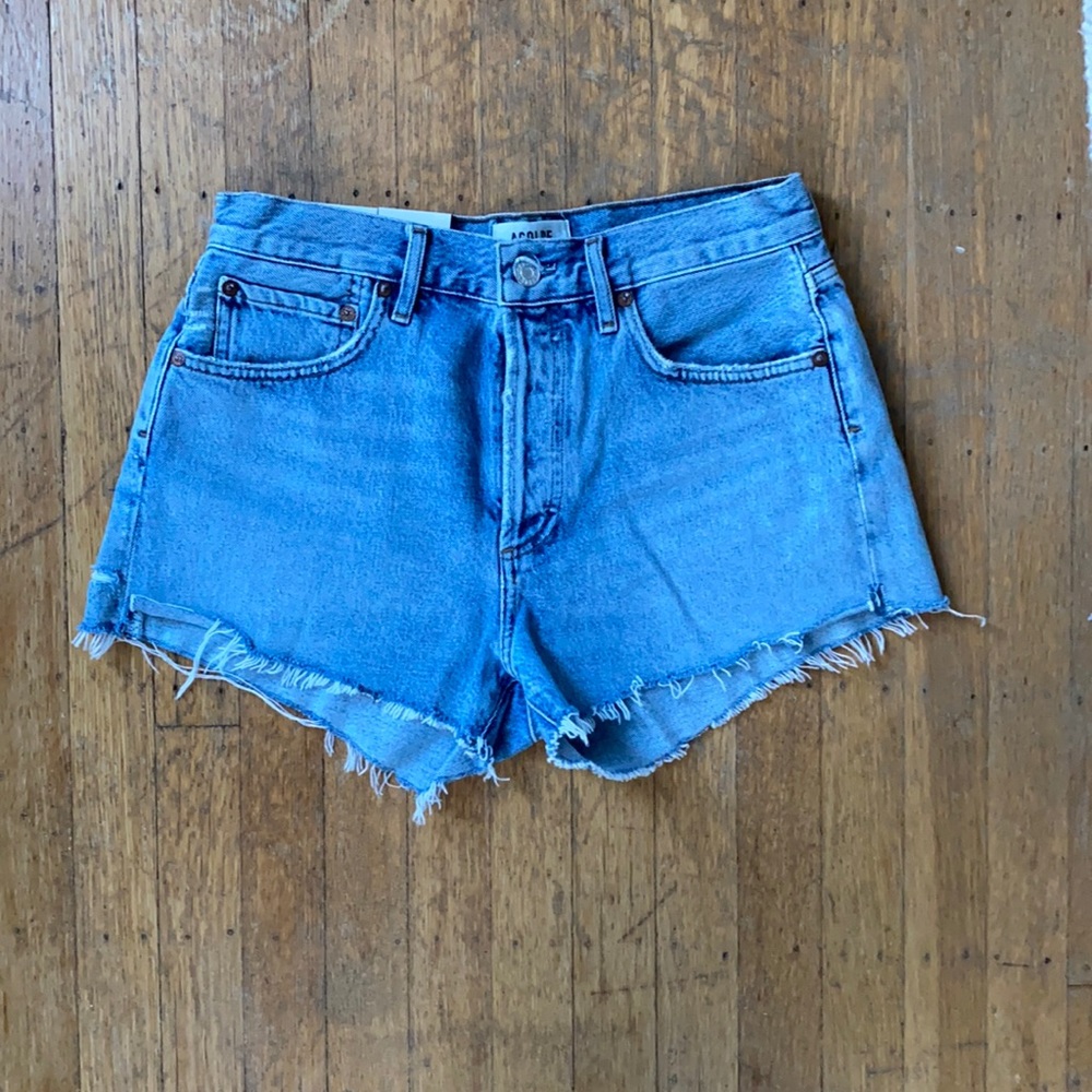 Distressed high rise Agolde Jean shorts